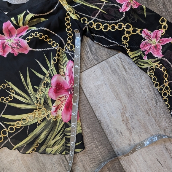 Joseph Ribkoff Black Camisole with Pink Floral Design - Picture 7 of 7